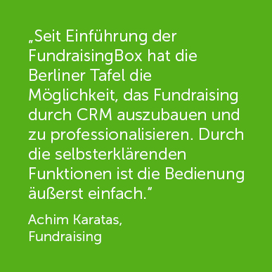 Berliner Tafel Zitat ueber FundraisingBox